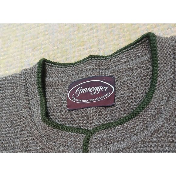 Grasegger womens large THICK FISHERMAN wool mocha brown sweater jacket - Picture 6 of 8
